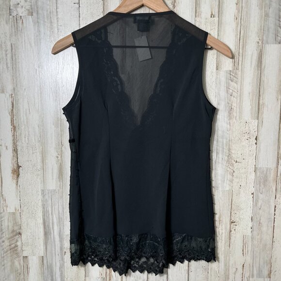 Vintage Y2k Wet Seal Deadstock Black Mesh Sequin Babydoll Top Womens Size Medium - Picture 4 of 4
